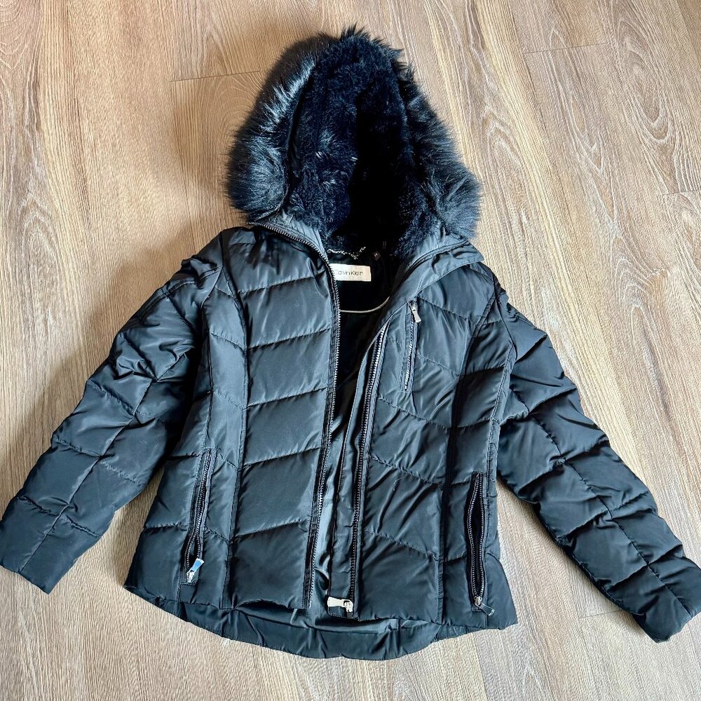 Calvin Klein Women's Faux-Fur-Lined Hooded Puffer Coat
